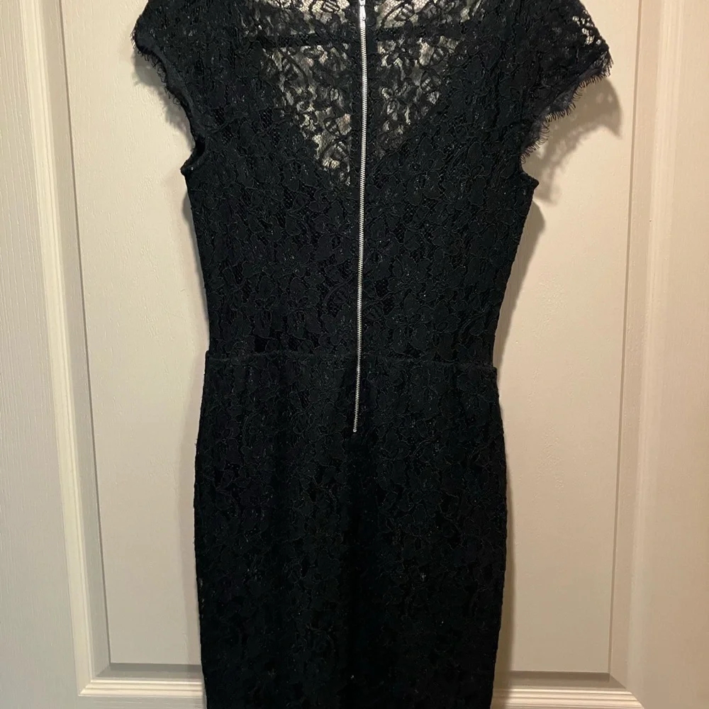 Babaton Aritzia Tobias Black Eyelash Lace V-Neck Sheath Mini Dress Size 4‎ - Picture 11 of 15